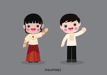 Obraz na płótnie Canvas Philippines in national dress vector illustrationa