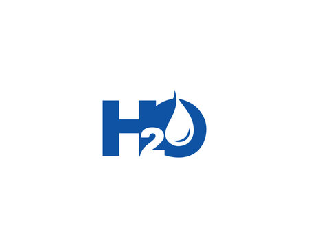 Modern H2o or H20 Letter Water Bubble Logo Design With Water Wave Symbol Vector Illustration.