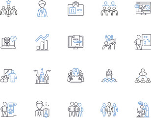 Personal growth outline icons collection. Development, Progress, Improvement, Expansion, Strengthening, Transformation, Advancement vector and illustration concept set. Augmentation, Amplification