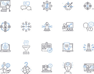 Business relationship outline icons collection. Partnership, Agreement, Networking, Collaboration, Trust, Linkage, Alliance vector and illustration concept set. Bonding, Investment, Interaction linear