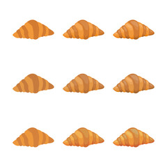 A vector drawn croissant illustration with various colors and amount of details