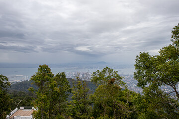 Scenic landscape view from the hill peak of Pulau Pinang, Malaysia