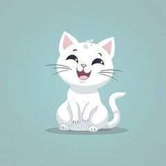 Kleine weiße Katze Cartoon