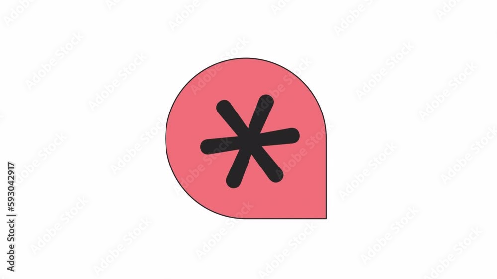 Poster animated six-pointed star. flat outline style icon 4k video footage for web design. ambulance servic