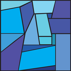 Vector design of a Game brainteaser jigsaw puzzle with dark blue pieces