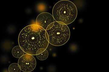 Realistic Colorful bokeh sparkle light effects on black background	
