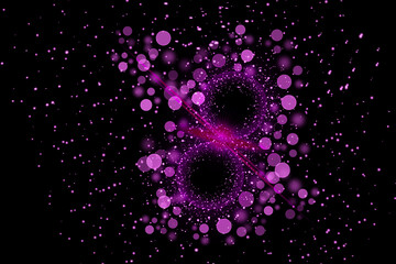 Realistic Colorful bokeh sparkle light effects on black background	
