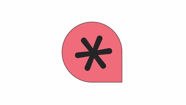 Animated six-pointed star. Flat outline style icon 4K video footage for web design. Ambulance service isolated colorful thin line element animation on white background with alpha channel transparency