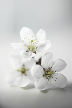 Fleurs blanches en gros plan, macro de fleurs, illustration végétale, ia générative