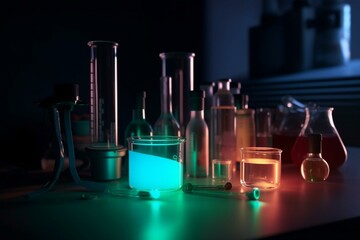 3d rendering science concept glow line. Generative AI