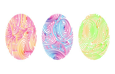 Fototapeta premium Fingerprints. Digital security authentication concept. Fingerprint vector illustration in different colors isolated on white background
