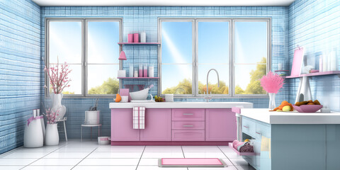 The high-quality png file was advertised as a background banner for a bathroom accessory - generative ai.