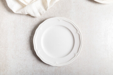 Trendy white ceramic plates