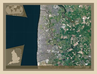 Blackpool, England - Great Britain. High-res satellite. Labelled points of cities