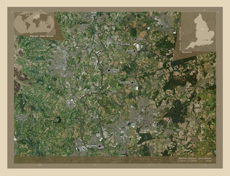 Bolsover, England - Great Britain. High-res satellite. Labelled points of cities