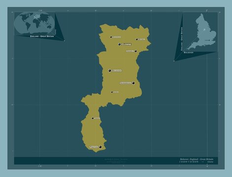Bolsover, England - Great Britain. Solid. Labelled points of cities