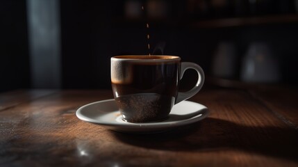 Fototapeta premium Elegant Americano in Minimalist Cafe Setting - AI Generated