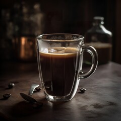 Fototapeta premium Elegant Americano in Minimalist Cafe Setting - AI Generated