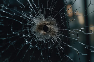 Ultra-Realistic Broken Glass and Bullet Hole Image