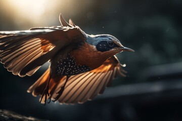 Bird flying to freedom. Generative AI
