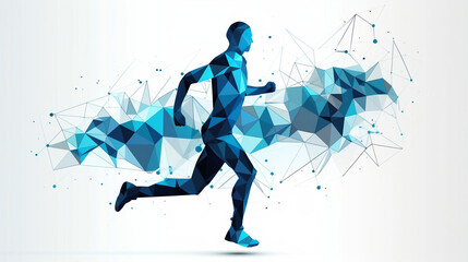 Man running triangle lighting illustration 