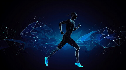 Man running triangle lighting illustration 