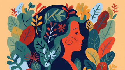 Mental Health Awareness, Woman with thoughts illustration 