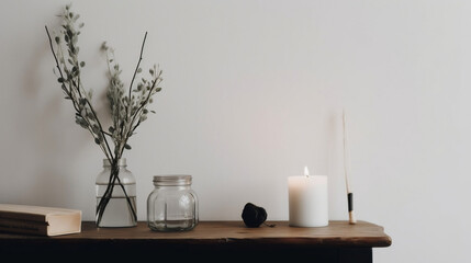 DIY Decoration with Plant, Glass, and Candle