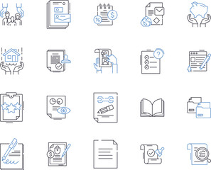Insurance and law outline icons collection. Insurance, Law, Coverage, Liability, Claims, Risk, Fraud vector and illustration concept set. Legal, Regulation, Benefits linear signs