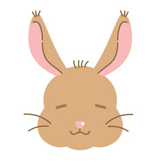 笑顔　茶色　うさぎのイラスト　主線なし