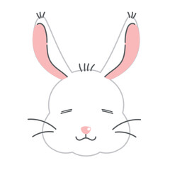 笑顔　白　うさぎのイラスト　主線なし