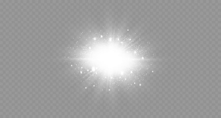 Dazzling flash. Bright Star. Magic dust. Brilliant vector. Bright sun. Glare. shining beam. Rash.