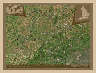 Buckinghamshire, England - Great Britain. Low-res satellite. Labelled points of cities