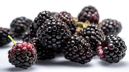 Ripe blackberries on a white background