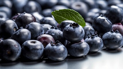 Ripe blueberries on a white background