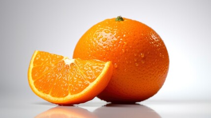 Ripe orange on a white background