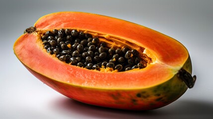 Ripe papaya on a white background