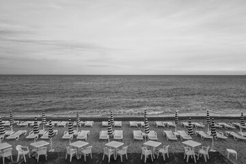 a closed beach cafe on a cloudy afternoon