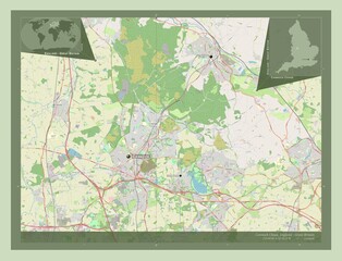 Cannock Chase, England - Great Britain. OSM. Labelled points of cities