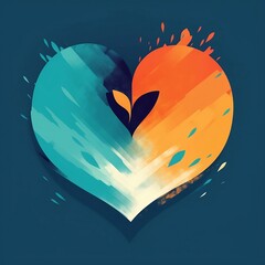 Image of a blue and orange heart, Generative AI