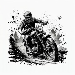 Motocross print and sticker, Generative AI
