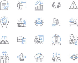 Fototapeta na wymiar Department employee outline icons collection. Employee, Department, Staff, Personnel, Hire, Job, Working vector and illustration concept set. Manager, Supervisor, Clerk linear signs