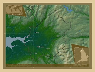 Carlisle, England - Great Britain. Physical. Labelled points of cities