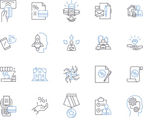 Promotions and discounts outline icons collection. Promotions, discounts, deal, sale, offer, voucher, coupon vector and illustration concept set. markdown, bargain, save linear signs