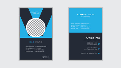 Modern ID Card Template with an author photo place. Office Id Card Layout. Employee Id Card for Your Business or Company.