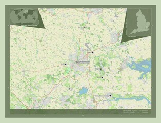 Chelmsford, England - Great Britain. OSM. Labelled points of cities