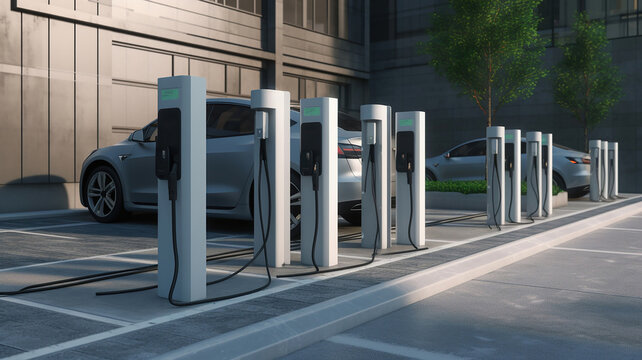 Electric car charging station around Crouch End area. Generative Ai