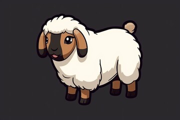 Obraz premium cute cartoon sheep standing on a solid black background. Generative AI