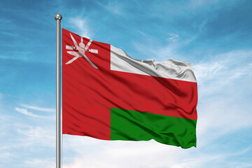 Austria national flag cloth fabric waving on beautiful sky Background.