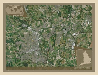 Chesterfield, England - Great Britain. High-res satellite. Labelled points of cities
